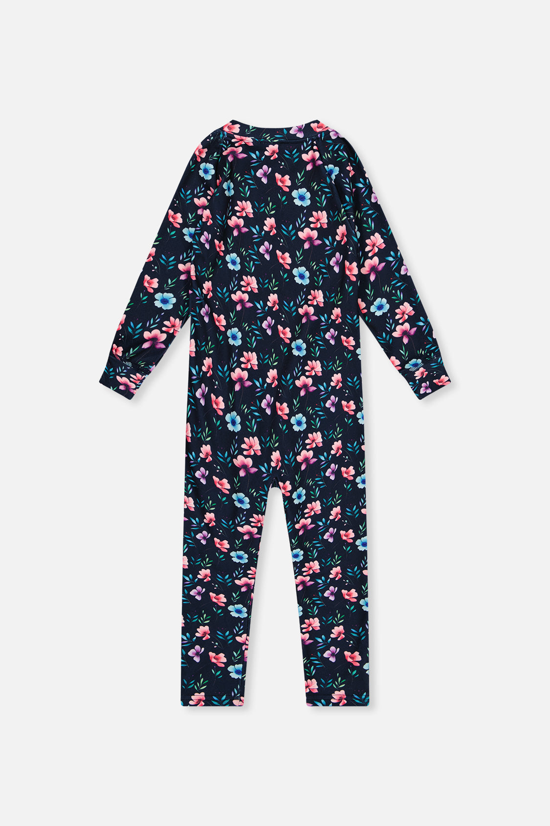 One Piece Thermal Underwear Blue Floral Print