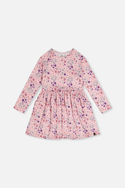 Long Sleeve Dress Rose Print Daisies
