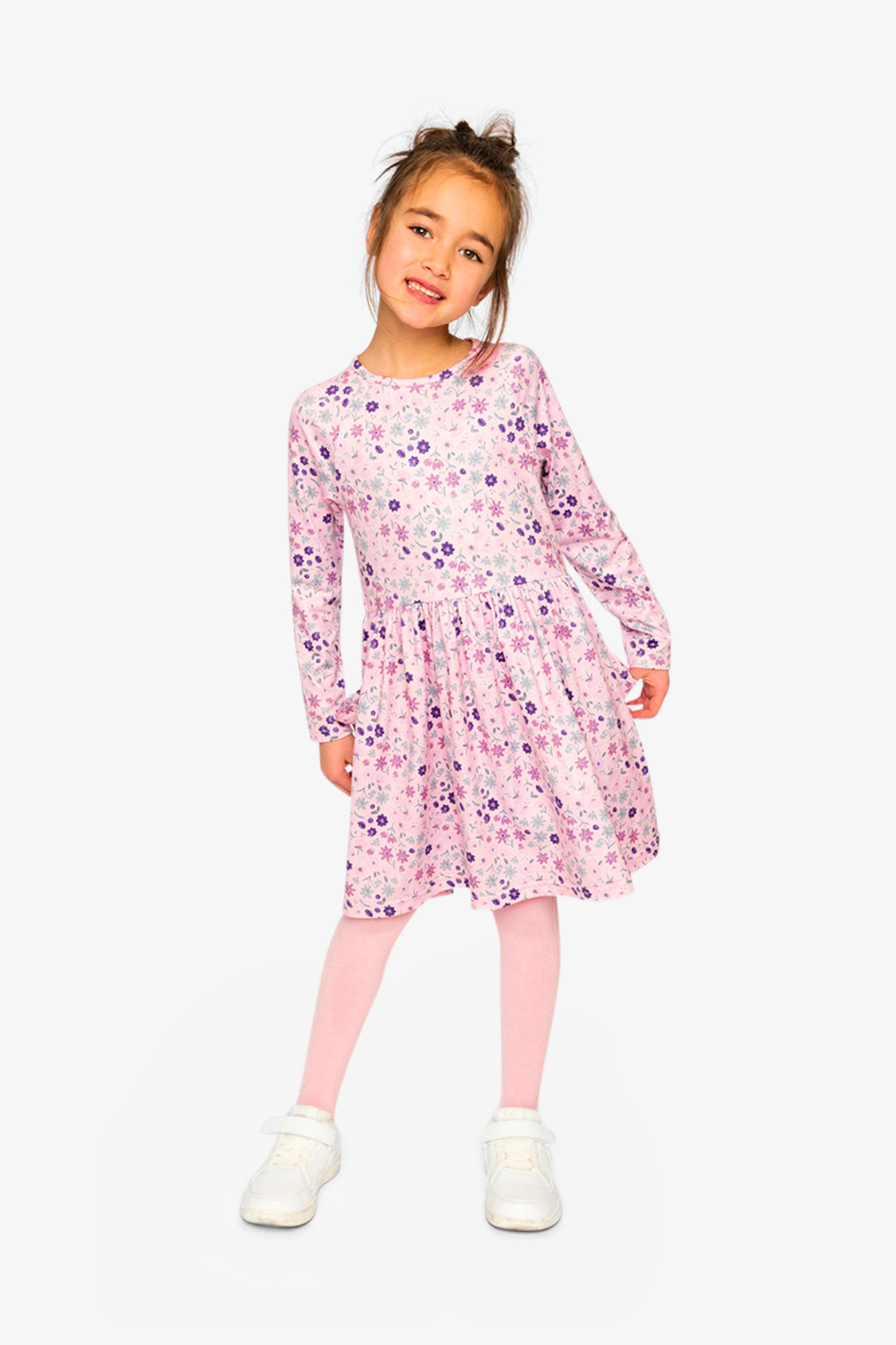 Long Sleeve Dress Rose Print Daisies